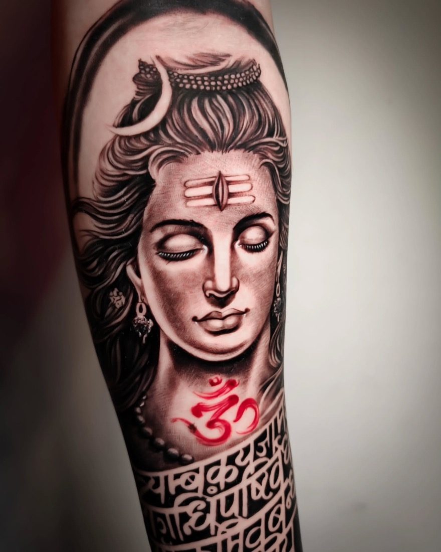 Meditating Shiva With Om — tattoo by Vulture Tattoos, Gurugram