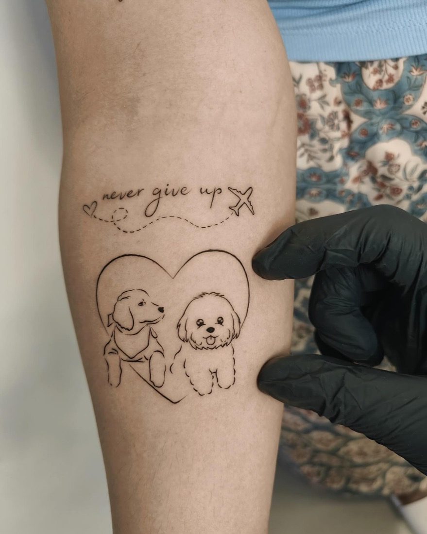 Never Give Up Pet Portrait — tattoo by Vulture Tattoos, Gurugram