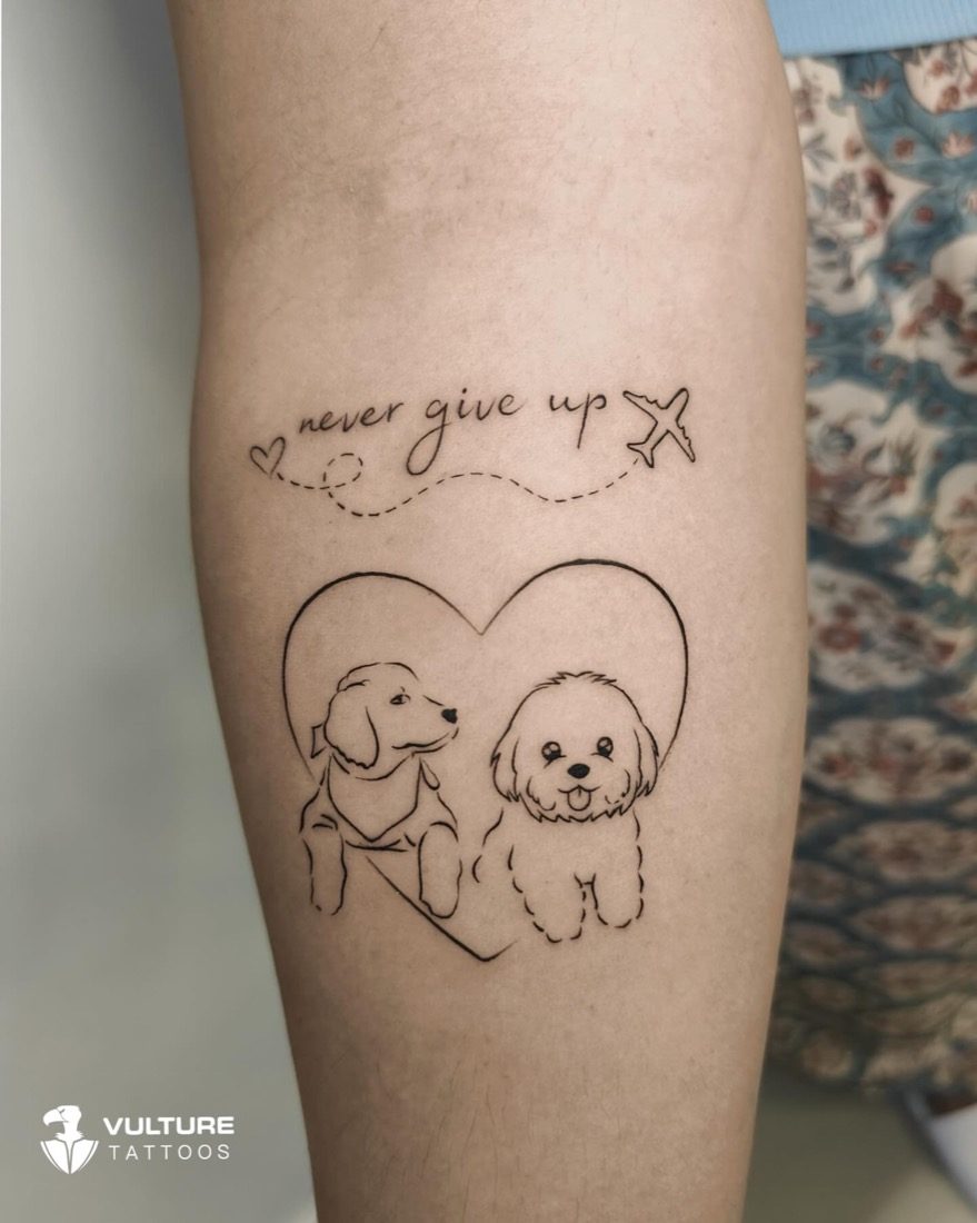 Never Give Up Pet Portrait — tattoo by Vulture Tattoos, Gurugram
