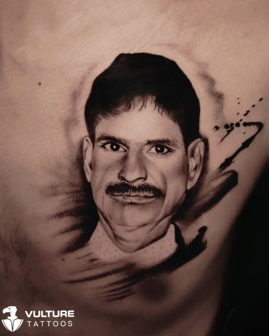 Realistic Portrait Of Man — tattoo by Vulture Tattoos, Gurugram