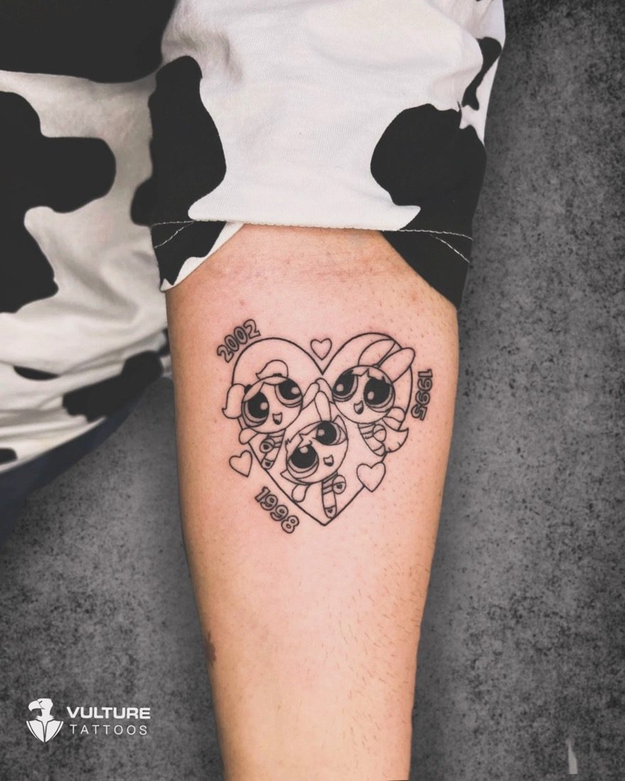 Powerpuff Girls Heart Outline — tattoo by Vulture Tattoos, Gurugram