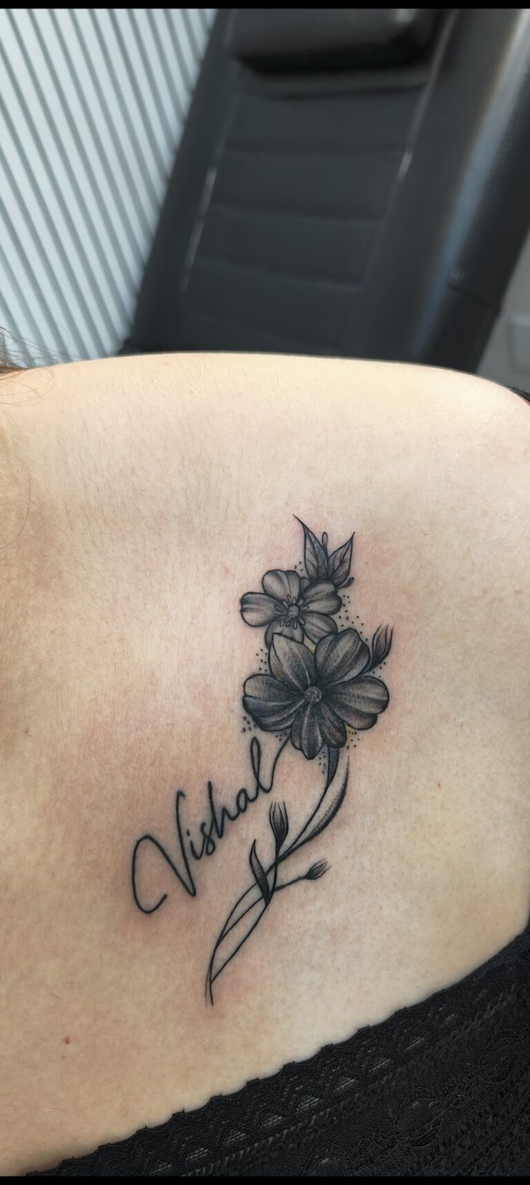 Fine-line floral collarbone tattoo, Vulture Tattoos Gurgaon