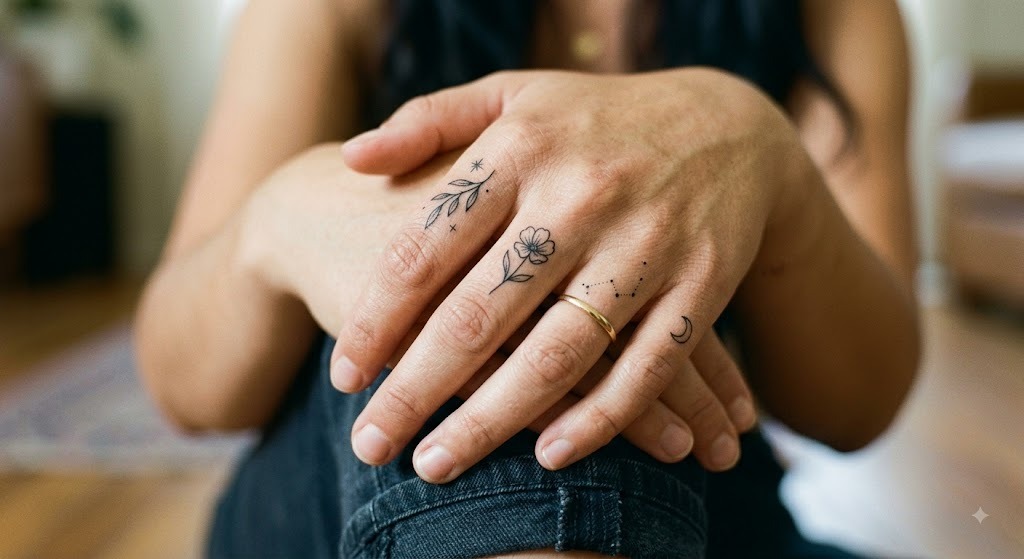 Small finger tattoo on the side of the finger, Vulture Tattoos Gurgaon