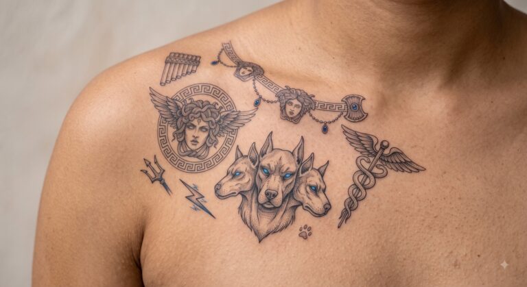 Greek mythology Spartan warrior tattoo in black and grey on forearm, Gurgaon