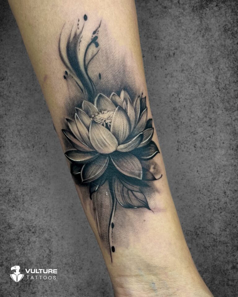 Floral scar cover up tattoo on forearm, Vulture Tattoos Gurgaon
