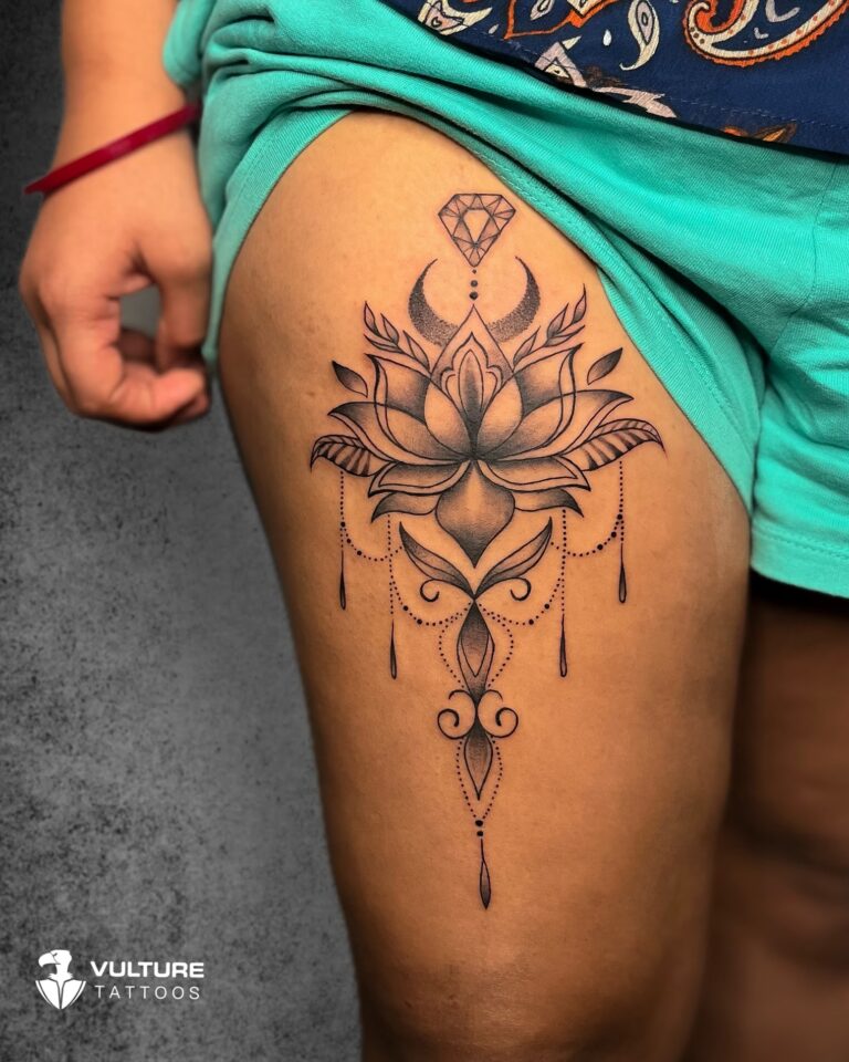 thigh tattoo gurgaon, thigh tattoo ideas, tattoo placement, tattoo guide
